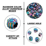 50Pcs Rainbow Alloy European Beads for DIY Jewelry Making