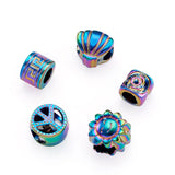 50Pcs Rainbow Alloy European Beads for DIY Jewelry Making