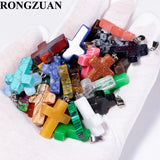 50pcs Mixed Stone Charms Pendants Cross Dangle Beads Necklace Earrings