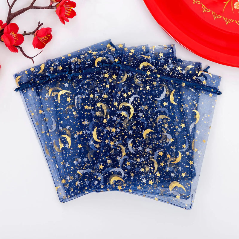 50Pcs Moon Star Organza Bags Ramadan Eid Gift Packaging
