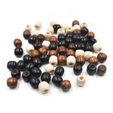 50Pcs Natural Barrel Wood Beads 16*17mm Oval Painted Big Hole Beads