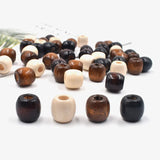50Pcs Natural Barrel Wood Beads 16*17mm Oval Painted Big Hole Beads