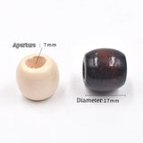 50Pcs Natural Barrel Wood Beads 16*17mm Oval Painted Big Hole Beads