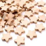 50Pcs Natural Hemu Wooden Beads Five-Pointed Star Shape for DIY Jewelry Making