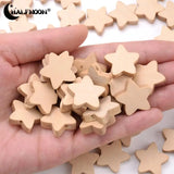 50Pcs Natural Hemu Wooden Beads Five-Pointed Star Shape for DIY Jewelry Making
