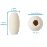 50Pcs Natural Wood Beads 20mm Unfinished Oval Round Wooden Spacer Beads
