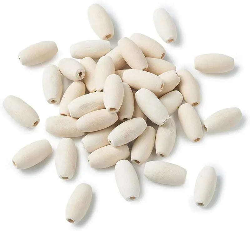 50Pcs Natural Wood Beads 20mm Unfinished Oval Round Wooden Spacer Beads