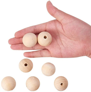 50Pcs 30mm Natural Wood Beads Round Spacer Bead Charms DIY Jewelry Making