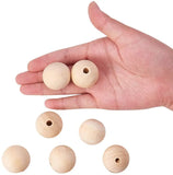 50Pcs 30mm Natural Wood Beads Round Spacer Bead Charms DIY Jewelry Making