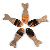 50Pcs Wood Resin Fish Pendants For DIY Jewelry Making