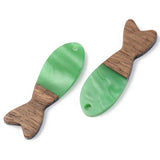 50Pcs Wood Resin Fish Pendants For DIY Jewelry Making