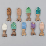50Pcs Wood Resin Fish Pendants For DIY Jewelry Making