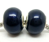 50Pcs Navy Pearl European Lampwork Glass Beads for Jewelry Making