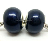 50Pcs Navy Pearl European Lampwork Glass Beads for Jewelry Making
