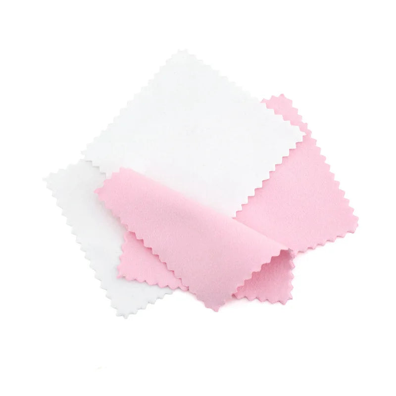 50Pcs Jewelry Cleaning Polishing Cloth Pink Grey Silver 8x8cm