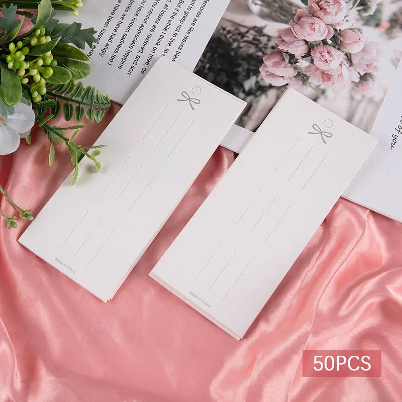 50Pcs High Bow 3 Snap Hair Clip Display Cardstock Hair Rope Jewelry Packaging