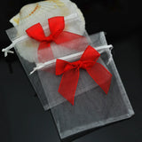 50Pcs Organza Red Bow Drawstring Pouch Jewelry Packing Gift Bag 10x12cm
