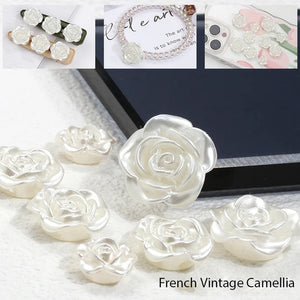 50Pcs/Pack ABS Flower Flatback Phone Stickers Sewing Crafts Pearl