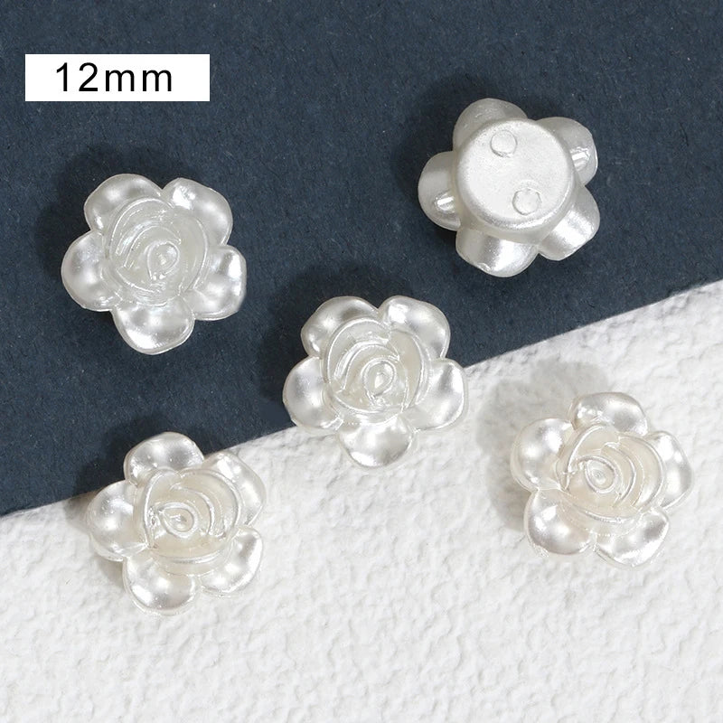 50Pcs/Pack ABS Flower Flatback Phone Stickers Sewing Crafts Pearl