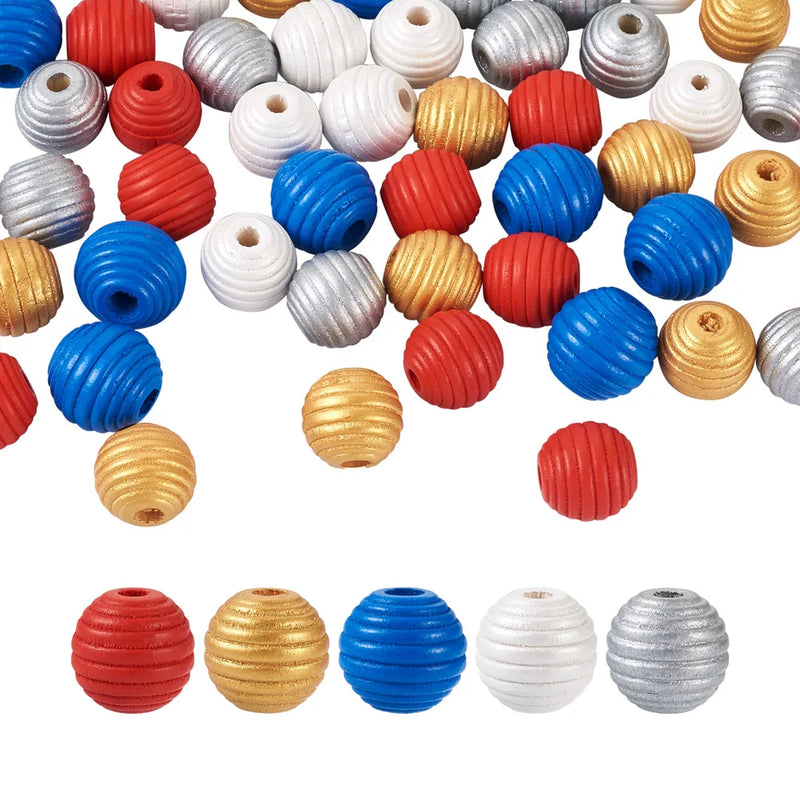 50Pcs Natural Wooden Round Beads for Jewelry Making DIY