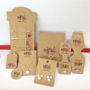 50Pcs Vintage Flower Jewelry Card, Necklace/Earring/Hairpin Packaging