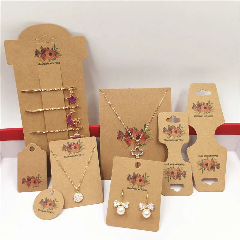 50Pcs Vintage Flower Jewelry Card for Necklace/Earring/Hairpin Packaging
