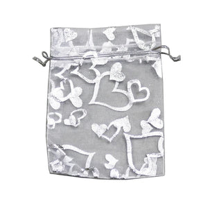 50Pcs Peach Hearts Bag Organza Bundle Pocket Cosmetic Wedding Candy Gift Bag