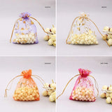 50Pcs Peach Hearts Bag Organza Bundle Pocket Cosmetic Wedding Candy Gift Bag