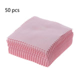 50Pcs Pink Polishing Cloth Jewelry Cleaner Brass & Copper Jewelry Tools