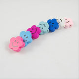 50Pcs Colorful Smiley Plum Shape Wood Beads for Children's Jewelry and Crafts