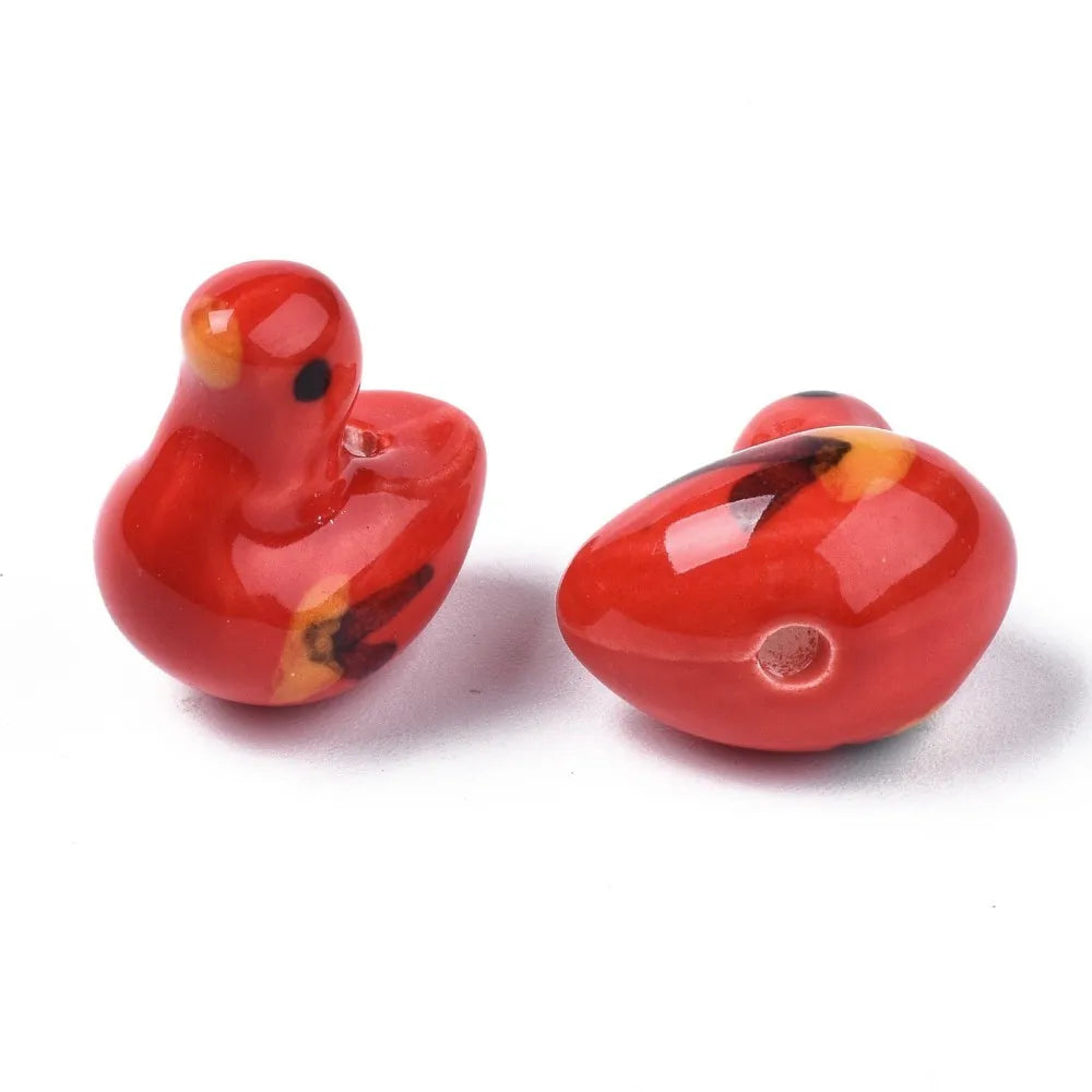 50Pcs Porcelain Bird Beads Colorful Ceramic Charms DIY Jewelry Making