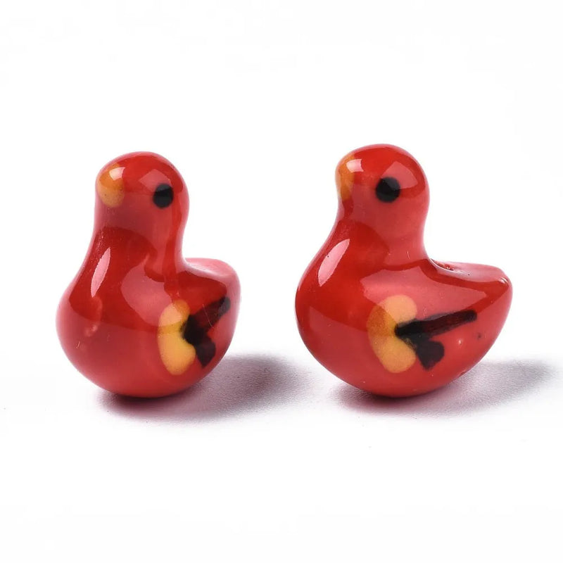 50Pcs Porcelain Bird Beads Colorful Ceramic Charms DIY Jewelry Making