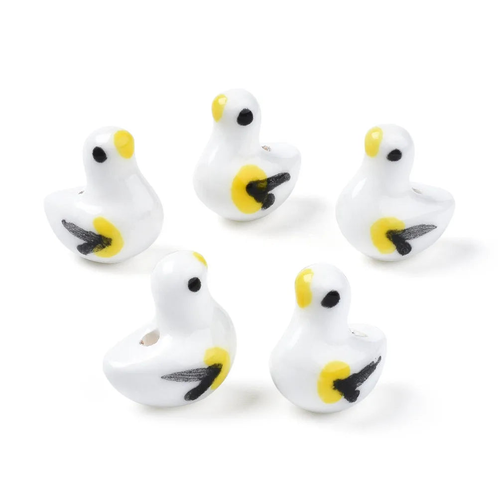 50Pcs Porcelain Bird Beads Colorful Ceramic Charms DIY Jewelry Making