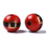 50Pcs Christmas Garland Wooden Beads Red Round Wood Beads 16mm