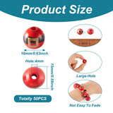 50Pcs Christmas Garland Wooden Beads Red Round Wood Beads 16mm
