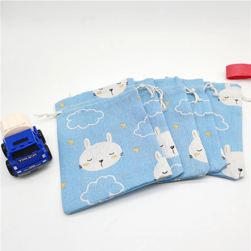 50Pcs Cartoon Drawstring Bag Bundle Pocket Burlap Bag Party Favors