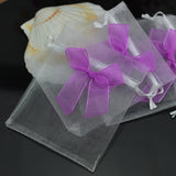 50Pcs Purple Bow Organza Bags Drawstring Pouch Jewelry Bag 10x12cm