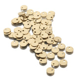 50Pcs Raw Brass Flat Round Circle Tags Charms 6mm Disc Pendant