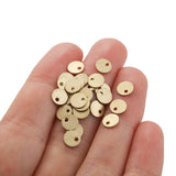 50Pcs Raw Brass Flat Round Circle Tags Charms 6mm Disc Pendant