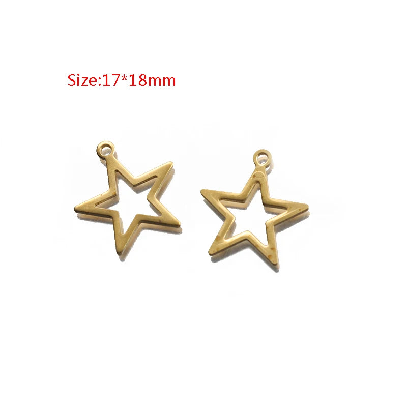 50Pcs Raw Brass Star & Crescent Moon Charms for DIY Jewelry Making