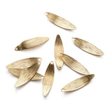 50Pcs Raw Brass Textured Curved Leaf Charm for Jewelry Making