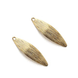 50Pcs Raw Brass Textured Curved Leaf Charm for Jewelry Making