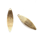 50Pcs Raw Brass Textured Curved Leaf Charm for Jewelry Making