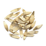 50Pcs Raw Brass Textured Curved Leaf Charm for Jewelry Making