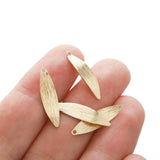 50Pcs Raw Brass Textured Curved Leaf Charm for Jewelry Making