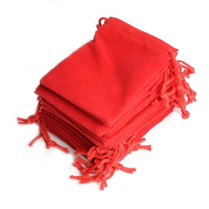 50pcs Red Velvet Drawstring Pouch Bags 7x9cm for Christmas Wedding Gift