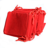 50pcs Red Velvet Drawstring Pouch Bags 7x9cm for Christmas Wedding Gift