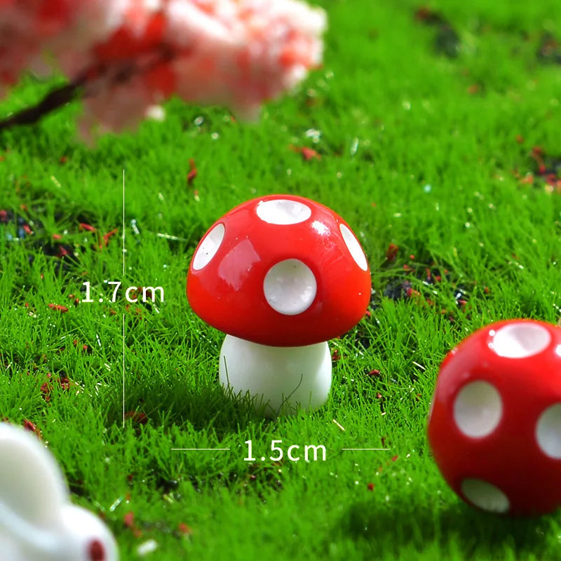 50Pcs Resin Mini Mushroom Figurines for Fairy Garden DIY Terrarium Decor