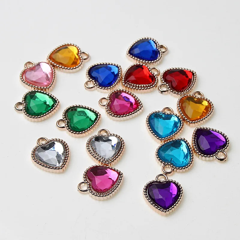 50Pcs Rose Acrylic Beads Drill Charm Pendants for Jewelry Making