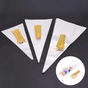 50Pcs Clear Cellophane Packing Bag for DIY Wedding Party Favors Popcorn